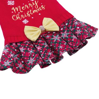 Show full view: CuteBone Holiday Dog Christmas Sweater Dress, Red, X-Small slide 6 of 10