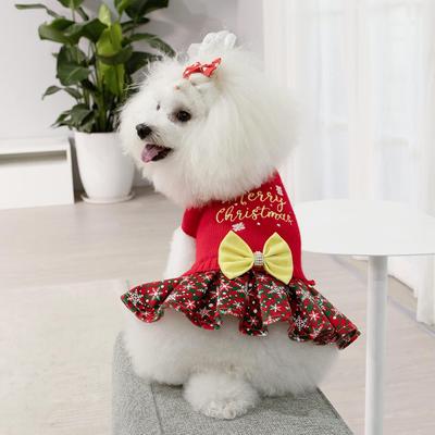 Show full view: CuteBone Holiday Dog Christmas Sweater Dress, Red, X-Small slide 2 of 10