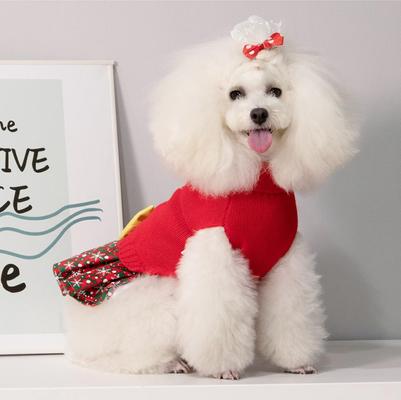 Show full view: CuteBone Holiday Dog Christmas Sweater Dress, Red, X-Small slide 3 of 10