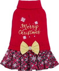 CuteBone Holiday Dog Christmas Sweater Dress, Red, X-Small
