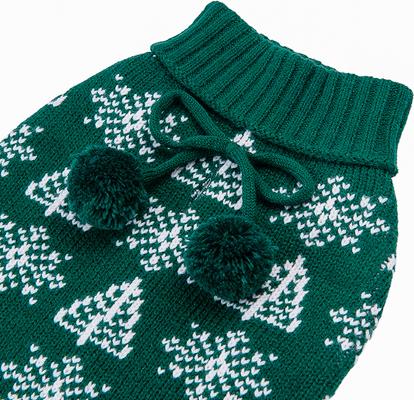 Show full view: CuteBone Snowflake Dog Sweater Dress, Green, X-Small slide 7 of 10