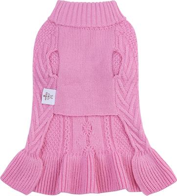 Show full view: CuteBone Solid Dog Sweater Dress, Pink, X-Small slide 6 of 9