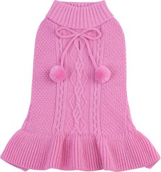 CuteBone Solid Dog Sweater Dress, Pink, X-Small