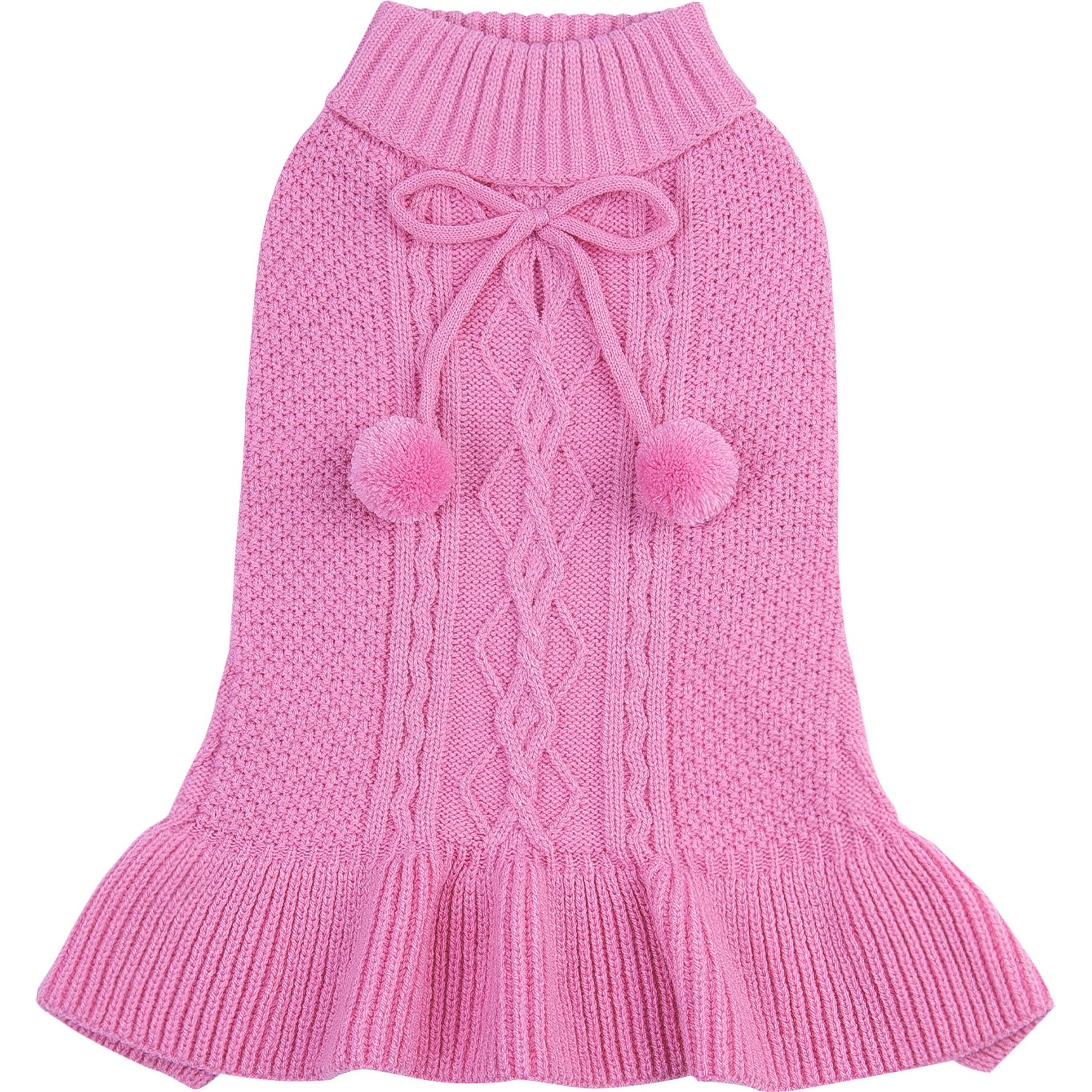 CuteBone Solid Dog Sweater Dress, Pink, Medium