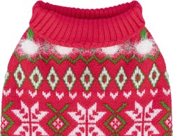 CuteBone Snowflake Argyle Dog Sweater Dress, Red, X-Large slide 2 of 9