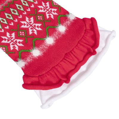 Show full view: CuteBone Snowflake Argyle Dog Sweater Dress, Red, X-Small slide 4 of 9