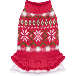 dog christmas sweater dress Red Christmas Turtleneck Dog Sweater Dress | Poshdoglife.com