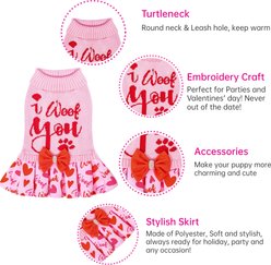 CuteBone Hearts Dog Sweater Dress, Pink, Large slide 2 of 8