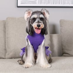 CuteBone Hearts Dog Sweater Dress, Purple, Large slide 2 of 8