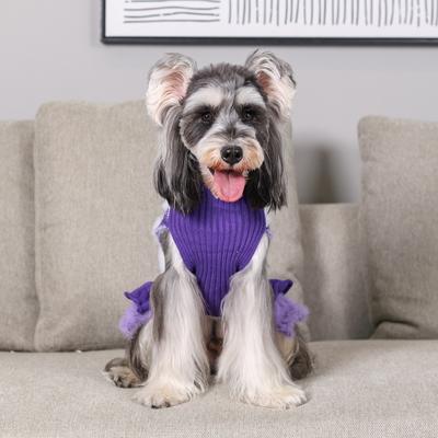 Show full view: CuteBone Hearts Dog Sweater Dress, Purple, Small slide 5 of 9