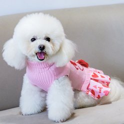 CuteBone Hearts Dog Sweater Dress, Pink, Small slide 2 of 8