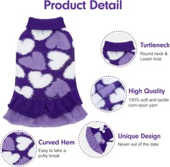 CuteBone Hearts Dog Sweater Dress, Purple, Small slide 2 of 8