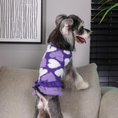 Show full view: CuteBone Hearts Dog Sweater Dress, Purple, Small slide 7 of 9