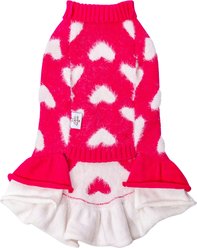 CuteBone Hearts Dog Sweater Dress, Red, X-Small slide 2 of 9