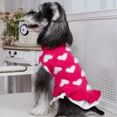 Show full view: CuteBone Hearts Dog Sweater Dress, Red, X-Small slide 3 of 10