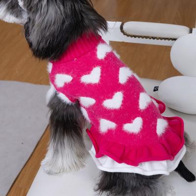Show full view: CuteBone Hearts Dog Sweater Dress, Red, Medium slide 4 of 10