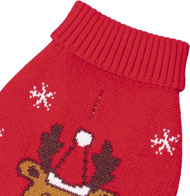 Show full view: CuteBone Reindeer Print Dog Christmas Sweater, Red, Small slide 8 of 11