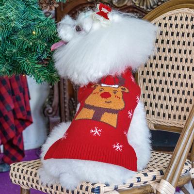 Show full view: CuteBone Reindeer Print Dog Christmas Sweater, Red, Small slide 5 of 11