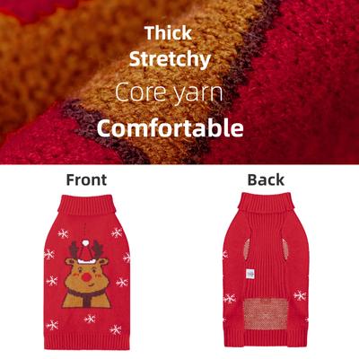 Show full view: CuteBone Reindeer Print Dog Christmas Sweater, Red, Small slide 3 of 11