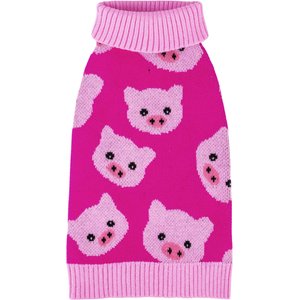 CuteBone Pig Print Dog Sweater, Pink, Medium