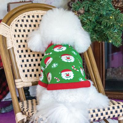Show full view: CuteBone Santa Claus Holiday Dog Sweater, Green, Large slide 8 of 10
