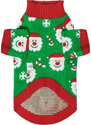 Show full view: CuteBone Santa Claus Holiday Dog Sweater, Green, Large slide 4 of 10