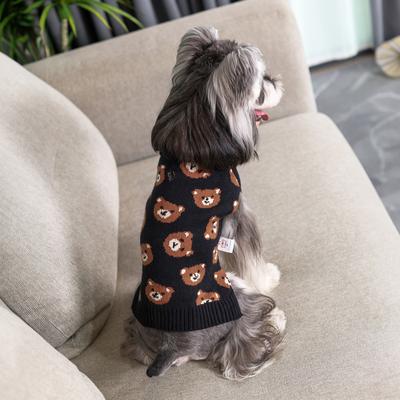 Show full view: CuteBone Bears Print Dog Sweater, Black/Brown, X-Small slide 4 of 8