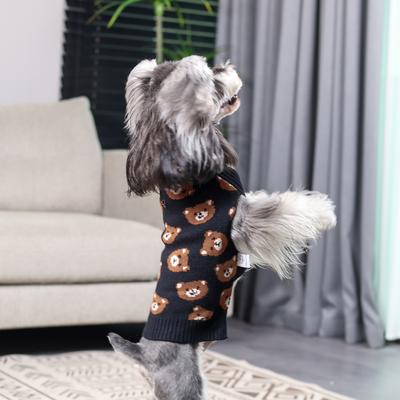 Show full view: CuteBone Bears Print Dog Sweater, Black/Brown, X-Small slide 5 of 8