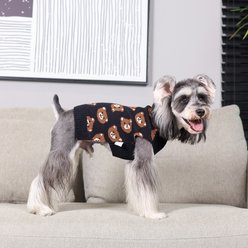 CuteBone Bears Print Dog Sweater, Black/Brown, X-Small