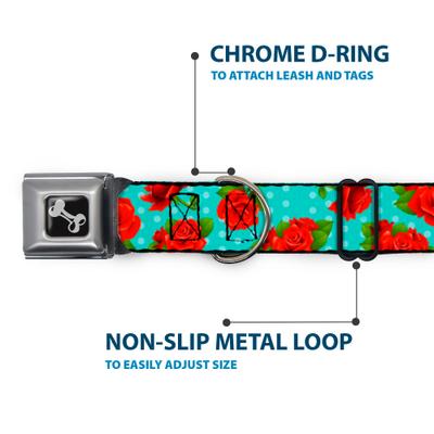 Show full view: Buckle-Down Red Roses Polka Dots Dog Collar, Medium: 16 to 23-in neck, 1.5-in wide slide 5 of 8