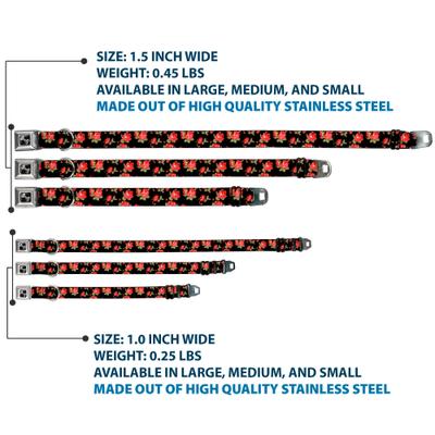 Show full view: Buckle-Down Red Roses Scattered Dog Collar, Small: 13 to 17-in neck, 1.5-in wide slide 4 of 9