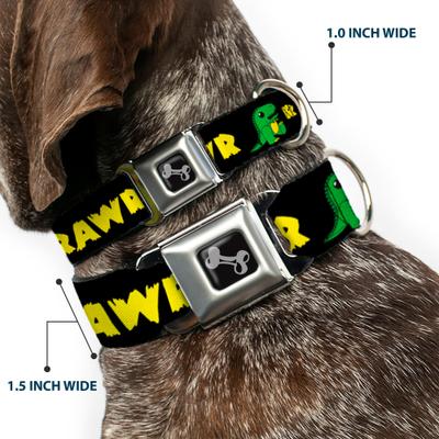 Show full view: Buckle-Down Rrrawr Dinosaur Dog Collar, Medium: 11 to 16.5-in neck, 1-in wide slide 2 of 8