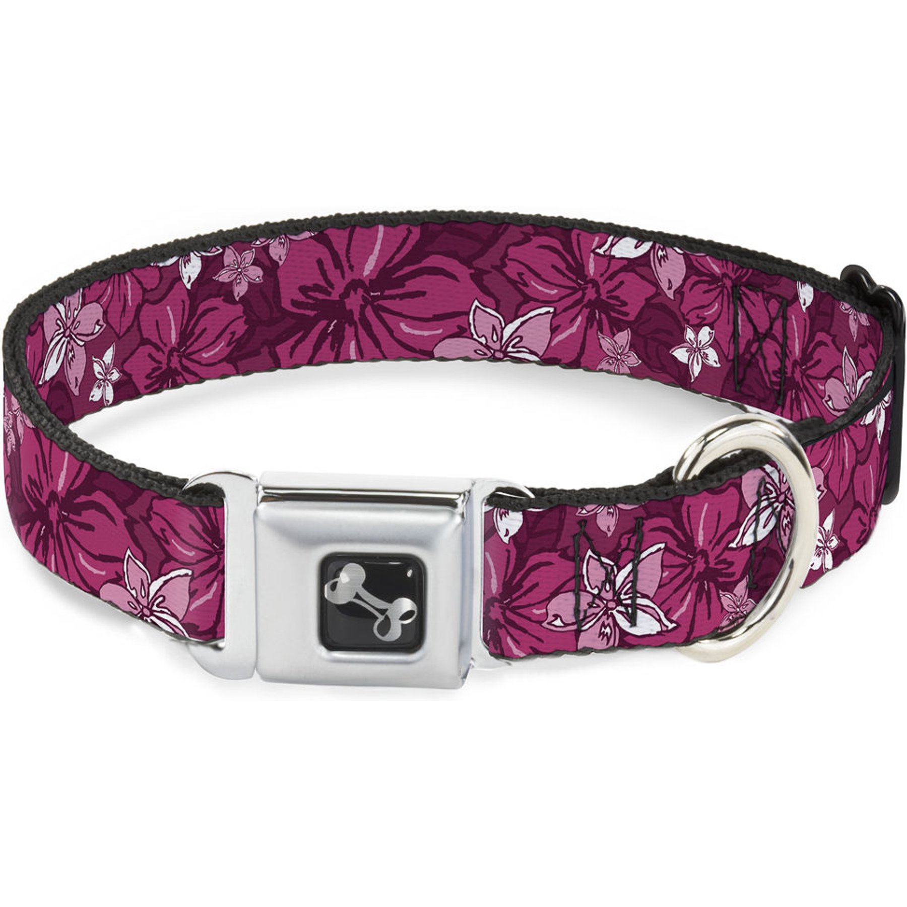 Buckle-Down Hibiscus Collage Dog Collar, Large: 20 to 31-in neck, 1.5-in wide