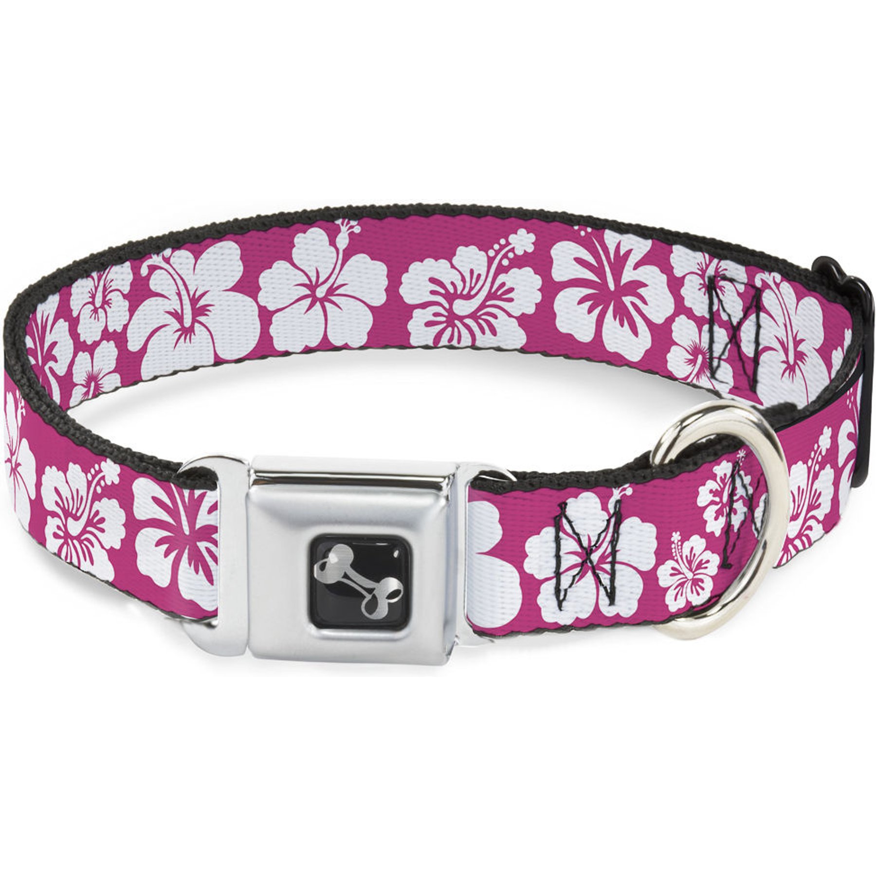 Buckle-Down Hibiscus Neon Dog Collar, Large: 15 to 24-in neck, 1-in wide