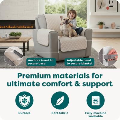 Show full view: FurHaven Water-Resistant Reversible Furniture Protector, Gray/Mist, Sofa slide 5 of 11