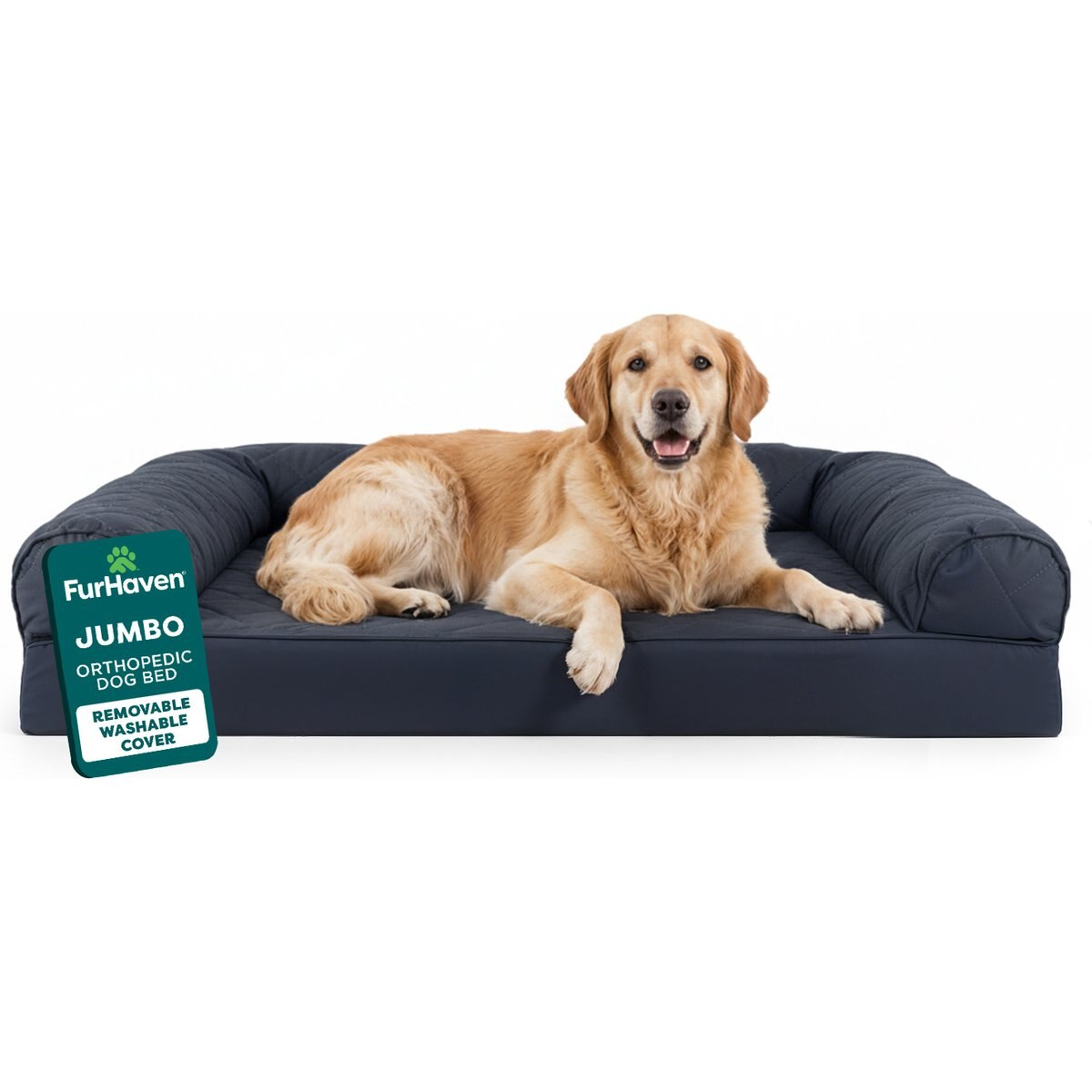 FurHaven Quilted Orthopedic Sofa Cat & Dog Bed with Removable Cover, Iron Gray, Jumbo