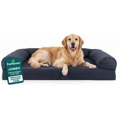 FurHaven FurHaven Quilted Orthopedic Sofa Cat & Dog Bed with Removable Cover, Iron Gray, Jumbo