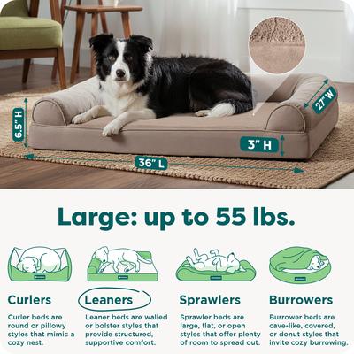 Show full view: FurHaven Plush & Suede Orthopedic Sofa Cat & Dog Bed, Almondine, Large slide 3 of 10