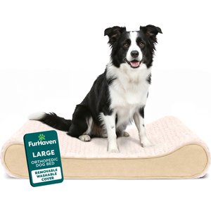 FurHaven Ultra Plush Luxe Lounger Orthopedic Cat & Dog Bed with Removable Cover, Cream, Large