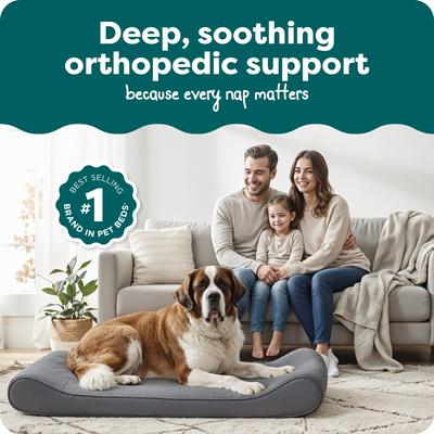 Show full view: FurHaven Ultra Plush Luxe Lounger Orthopedic Cat & Dog Bed with Removable Cover, Gray, Giant slide 2 of 10