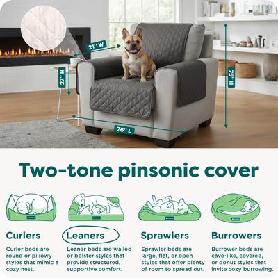 Show full view: FurHaven Water-Resistant Reversible Furniture Protector, Gray/Mist, Chair slide 3 of 11