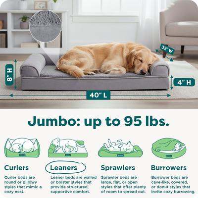 Show full view: FurHaven Plush & Suede Orthopedic Sofa Cat & Dog Bed, Gray, Jumbo slide 3 of 10
