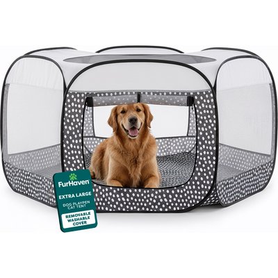 FurHaven FurHaven Soft-Sided Dog & Cat Playpen, Gray Pebbles, X-Large