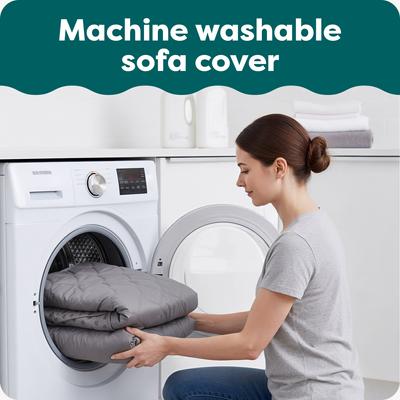 Show full view: FurHaven Water-Resistant Reversible Furniture Protector, Gray/Mist, Sofa slide 4 of 11