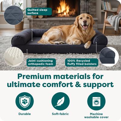 Show full view: FurHaven Quilted Orthopedic Sofa Cat & Dog Bed with Removable Cover, Silver Gray, Jumbo Plus slide 5 of 10