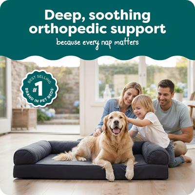 Show full view: FurHaven Quilted Orthopedic Sofa Cat & Dog Bed with Removable Cover, Iron Gray, Jumbo slide 2 of 10