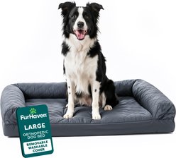 FurHaven Quilted Orthopedic Sofa Cat & Dog Bed with Removable Cover, Iron Gray, Large