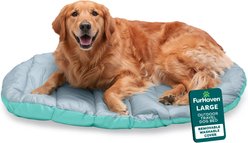 FurHaven Trail Pup Packable Stuff Sack Travel Pillow Dog Bed, Aqua & Granite Gray, Large