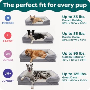 FurHaven Velvet Waves Perfect Comfort Cooling Gel Bolster Cat & Dog Bed with Removable Cover, Granite Gray, Jumbo