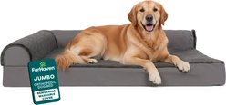 FurHaven Plush Deluxe Chaise Orthopedic Cat & Dog Bed with Removable Cover, Platinum Gray, Jumbo